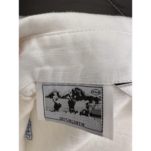 Richard Malcolm Top Womens L White Beachy Embroidered Irish Linen Button Up - Picture 7 of 7